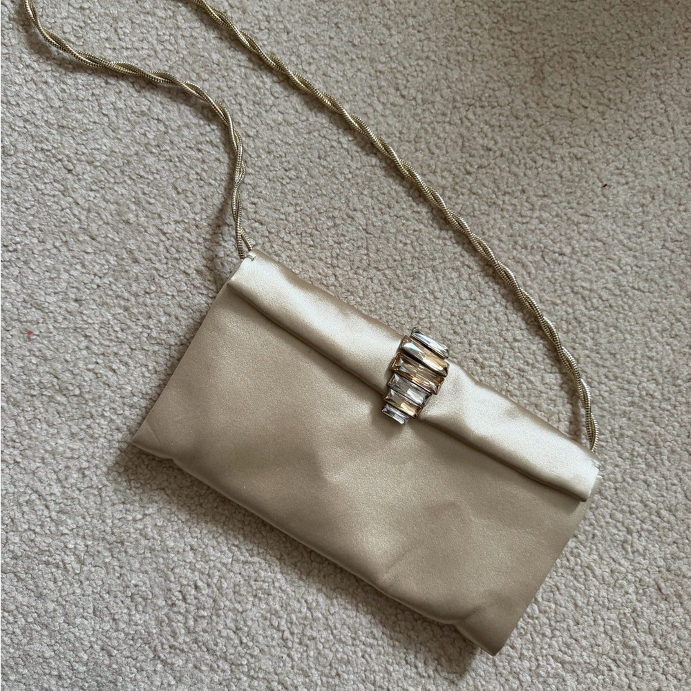 Stuart Weitzman Gold Clutch with Silver Detail